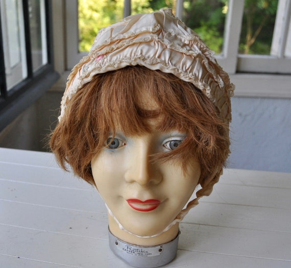 Antique Edwardian English Youth Bonnet/Blush Pink… - image 3