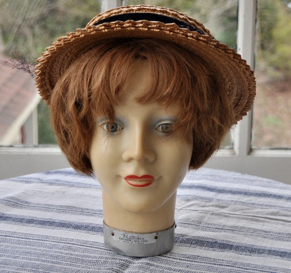 Vintage Straw Mini Fascinator Hat/Vintage 1930s 1… - image 2