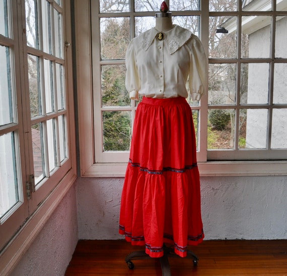 Bright Red Vintage Peasant Skirt/Banana Republic … - image 2