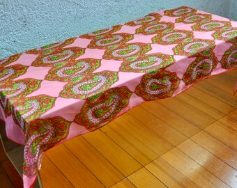 Vintage Chiffon Pink Paisley Scarf/Vintage 1950s/Sheer Long Scarf