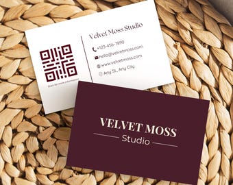 Elegant Business Card Template, Company Presentation Card, Editable Canva, Contacts and Services, Marketing Templates, 3.5x2 Double Sided