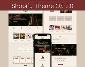 Red Green Elegant Christmas Shopify Theme OS 2.0, Classic Holidays Website Template for Xmas Online Store, Layout For Holiday Shop