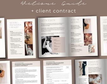 Wedding Photography Welcome Guide, Canva Contract Template for Photographer Clients, Ready to Use Text Included, Business Workflow Kit