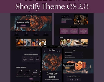Halloween Shopify Theme OS 2.0, Fall Website Template For Online Store, Dark Autumn Shop Design No Coding, Free Installation Included