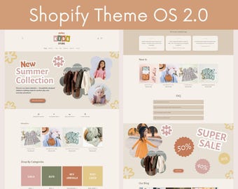 Shopify Theme Kids Clothing Store, OS 2.0, Children Clothes Boutique Website Template, Baby and Kids Shop Design For Kid Brands