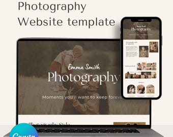 Photography Website Canva Template, Photographer Digital Portfolio, Editable Landing Page for Clients, One Page Site With Ready Text