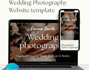 Wedding Photography Website Canva Template, Photographer Digital Portfolio, Editable Landing Page for Clients, One Page Site With Ready Text