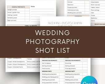 Hochzeitsfotografie Aufnahmeliste, bearbeitbare Canva Vorlage, Hochzeitsfotograf Checkliste, Hochzeitsfotoliste, Familien Porträt Planer
