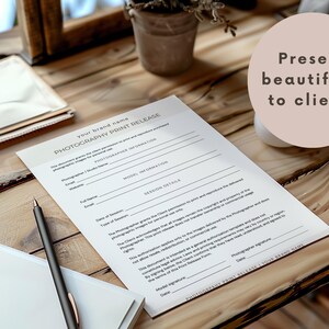 Fotografie Druck Freigabe Form Canva Vorlage, Erlaubnis Form zum Drucken von Fotos, Autorisierung zur Verwendung von Fotos, Fotograf Klient Rechte Form Bild 7