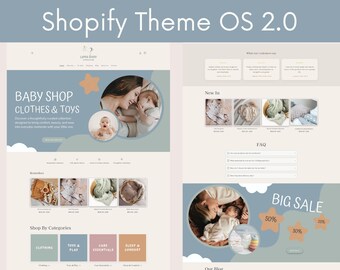 Shopify Theme Baby Store, OS 2.0, Newborn Clothes and Toys Boutique Website Template, Baby Care and Kids Shop Design For Mom And Kid Brands