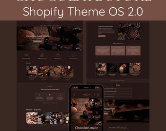 Chocolate Dark Shopify Theme OS 2.0, Brown Website Template for Online Shop, Elegant Chocolatier Webpage Layout, Luxury Design For Boutique