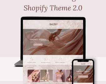 Elegant Feminine Boutique Shopify Theme OS 2.0, Minimalist Pastel Flower Website Template, Free Installation And Basic Set Up Included