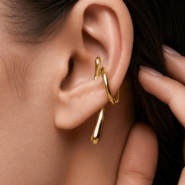 Ear Cuffs No Piercing, Ear Cuff Earrings, Cartilage Hoop Earrings, Gold Clip on Earrings, Sculptural Jewelry, Gift for Her
