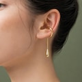 Ear Cuff, No Piercing Ear Cuff, Teardrop Ear Clips, Elegant Ear Cuff, 18K Plated Gold Earring, Earring with Chain, Birthday Gift for Her