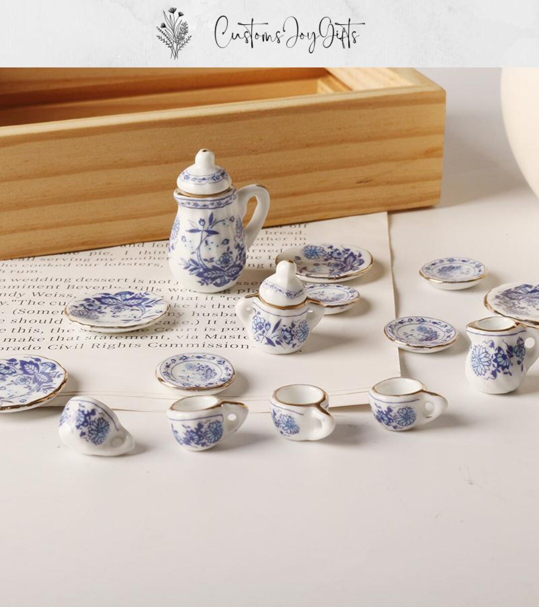 Tableware Mini 1:12 Scale Miniature Tableware Set, Dollhouse Ceramic Tea Cup Set, Mini ...