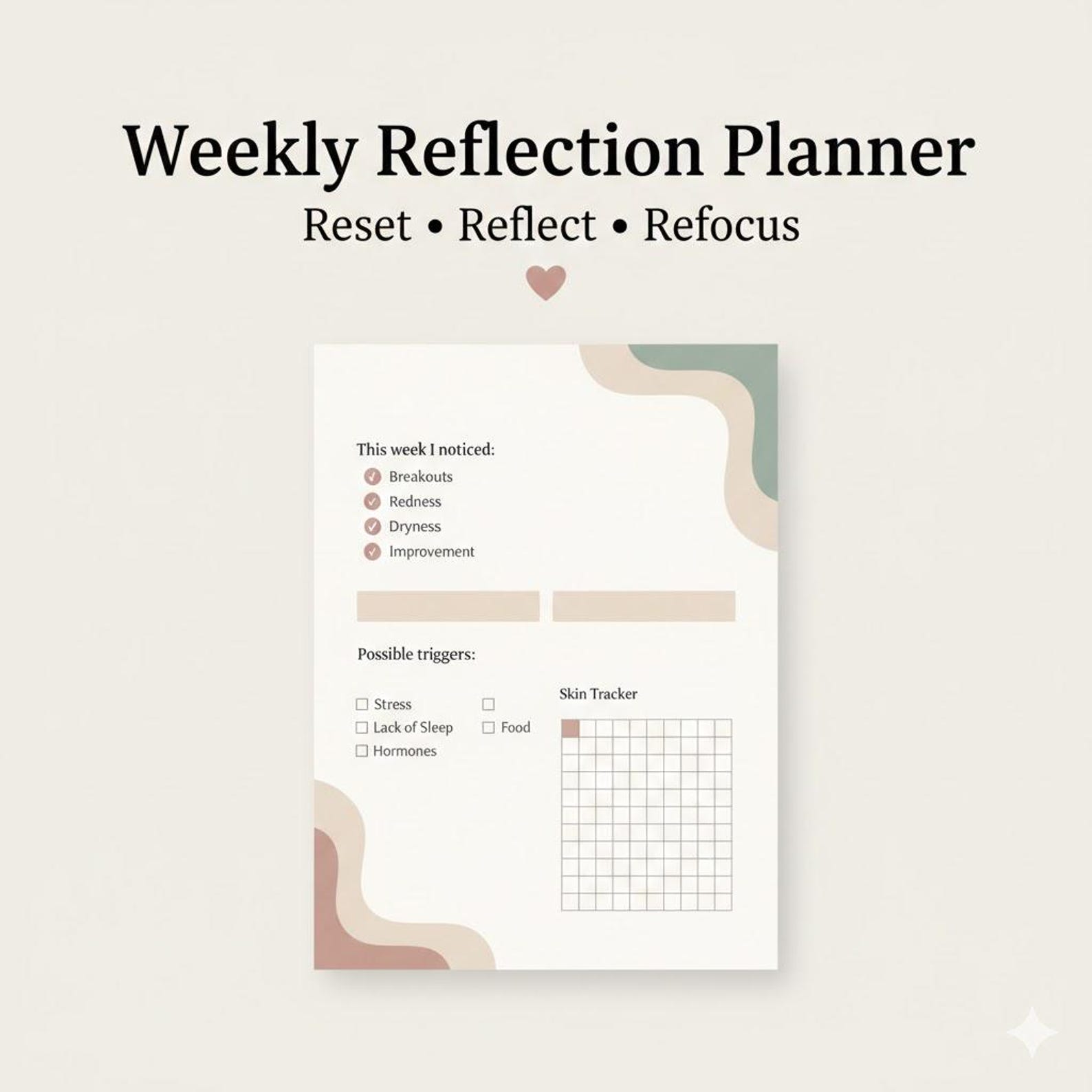 Weekly Reflection Planner | Self Care & Mindset Reset | Minimal ...