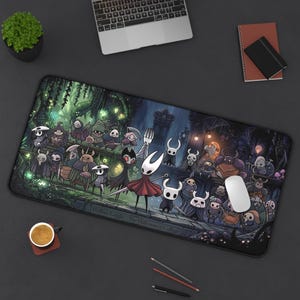 Hollow Knight Hallownest Collage Deskmat - Hornet, Quirrel & Zote Large Mousepad - Video Game Characters Themed Playmat - Hollow Knight Gift