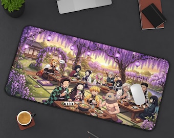 Demon Slayer Full Characters Themed Desk Mat - Kamado Squad & Hashira Gathering XL Gaming Mousepad / Demon Slayer XL Card Gamer Playmat