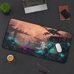 Rain World Slugcat Survivor Deskmat | Indie Game Fan Art XL Gaming Mousepad | Panel Card Gamer Playmat |Rain World Fan Desk Setup Gift Idea