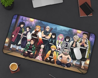 Demon Slayer Hashira Characters Theme Desk Mat | Tanjiro Nezuko Zenitsu Inosuke XL Gaming Mouse Pad | Manga Anime XL Playmat | Gift Idea