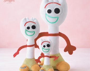 Uśmiechnięty Forky pluszowy Toy Story, słodka kreskówka, sztućce, pluszowe zwierzątko, zabawna poduszka z widelcem, prezent dla dzieci i kolekcjonerów