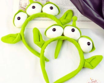 Toy Story Alien Headband Three Eyed Alien Headband Cute Plush Hairband Disney Inspired Kawaii Headband Costume Party Accessory