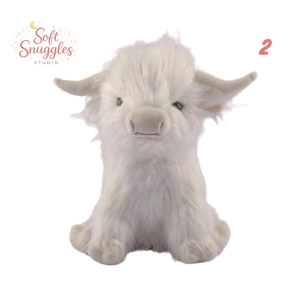Highland Cow Plush Toy Cute Fluffy Cow Stuffed Animal Soft Farm Animal ...