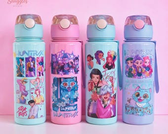 Kpop Demon Hunters Water Bottle Anime Tumbler Huntrix Drink Bottle Cute K-Pop Cup Leakproof School Bottle Gift