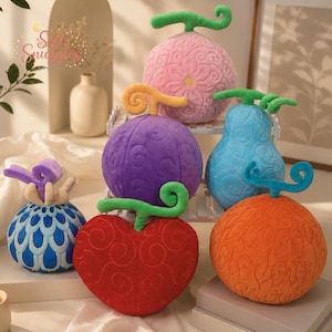 One Piece Devil Fruit Plush Anime Plushie Soft Stuffed Fruit Pillow Kawaii Collectible Toy Gift for Luffy Fans Manga Decor Strawhat Pirates