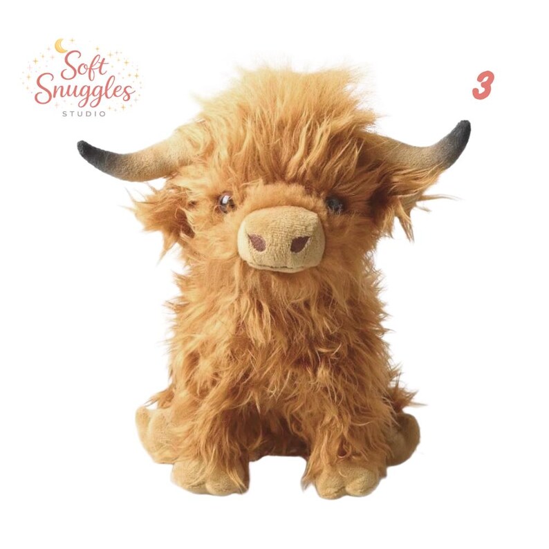 Highland Cow Plush Toy Cute Fluffy Cow Stuffed Animal Soft Farm Animal ...