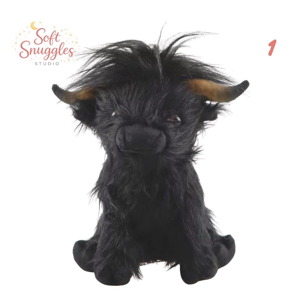Highland Cow Plush Toy Cute Fluffy Cow Stuffed Animal Soft Farm Animal ...