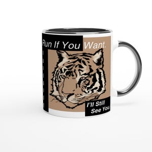 Tiger Face Mug, 11 oz Two-Tone Ceramic Coffee Mug with Black Interior, Animal Design Cup, Gift for Tiger Lovers