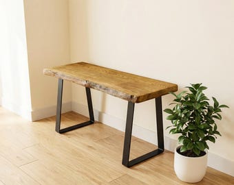 Live Edge Wood Bench, Solid Wood Rustic Seating for Hallway or Living Room Decor with Hairpin legs