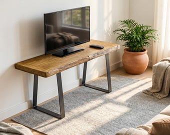 Live Edge Wood TV Stand, Solid Wood Hallway Bench