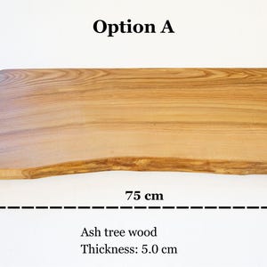 Rustic live edge desk shelf crafted from solid ash wood, natural wood monitor stand that raises screens and organizes workspace while adding authentic wood grain character.