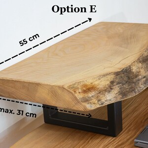 Solid ash wood monitor riser with natural live edge detail, rustic desk shelf for dual monitor setups and modern home office desks.