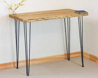 Live Edge Desk, Solid Wood Console Table, Minimal Laptop Desk