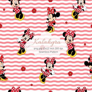 Cute Mouse Seamless Pattern , Kawaii Flower Digital Paper , Fabric Sublimation