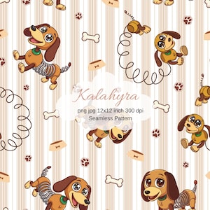 Dog Toy Seamless Pattern , Dog Digital Paper , Bone , Fabric Sublimation , Cartoon Dog
