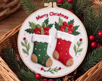 Christmas Embroidery Kit, Beginner‑Friendly Hand‑Stitching Set, DIY Festive Decor, Gift for Embroidery Hobby Lovers