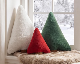 Christmas Tree Shaped Pillow, Festive Holiday Throw Cushion for Sofa Mantel Decor, Cozy Winter Home Accent, Cute Christmas Gift for Family