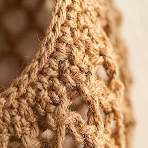 Cesta colgante de cuerda de algodón para frutas y verduras, bolsa de macramé marrón para almacenamiento en la cocina, organizador de despensa estilo boho. imagen 3