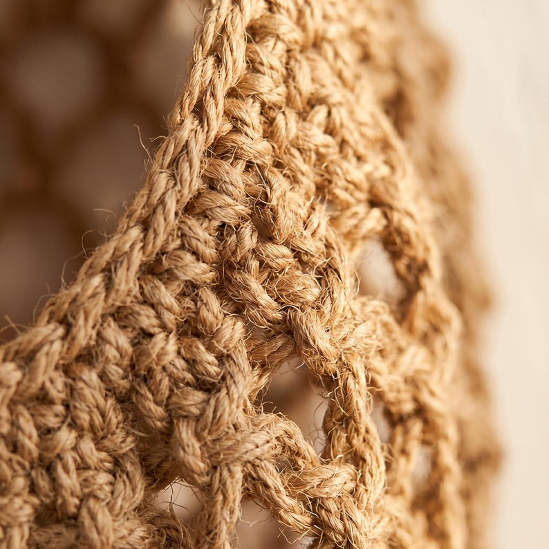 Cesta colgante de cuerda de algodón para frutas y verduras, bolsa de macramé marrón para almacenamiento en la cocina, organizador de despensa estilo boho. imagen 3