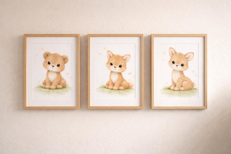 Forest Nursery Wall Art Set – Printable Woodland Animal Posters – Kids ...