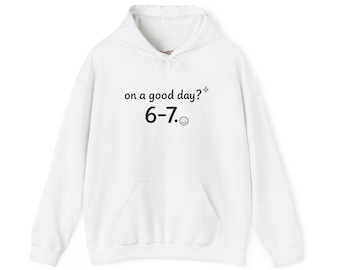 Sudadera minimalista con capucha y meme 67 / humor absurdo, meme de número aleatorio