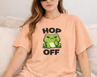 Camiseta gráfica divertida de rana saltando, camisa con humor sarcástico e introvertido
