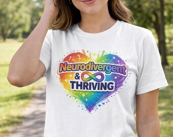Camiseta Neurodivergente Próspero, Camiseta Arcoíris Corazón Aceptación del Autismo, Regalo de Concientización Inclusiva