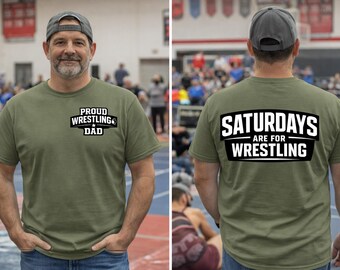 Camiseta de papá luchador orgulloso. Los sábados son para ropa de lucha libre.