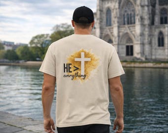 Camiseta de fe cristiana, HE > Camiseta con todo en cruz, ropa religiosa