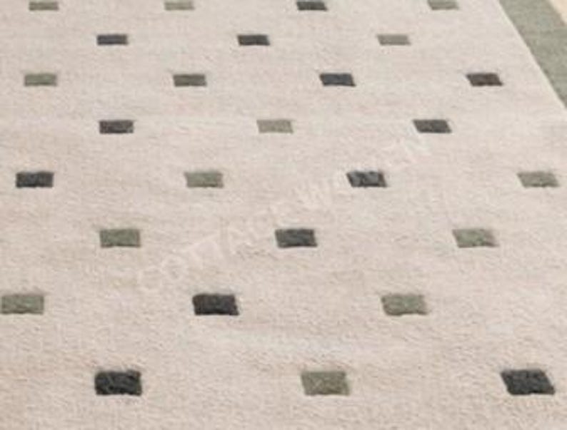 Geometric Square Pattern Area Rug Modern Border Hand Tufted Wool Rug, Geometric Square Pattern Area Rug ...